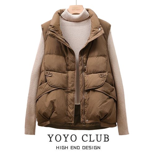胖MM美式复古显瘦羽绒棉马甲