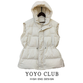 专柜品牌捡漏撤柜大码 收腰马夹外套 连帽羽绒棉马甲中长款 女装 冬季