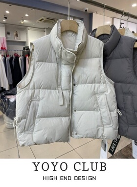 品牌折扣胖MM立领拉链羽绒棉马甲2025洋气宽松厚款抽绳面包服马夹