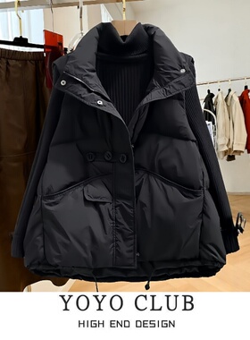 品牌折扣胖MM大码韩版高级感设计感羽绒棉服2025秋冬季宽松马夹女