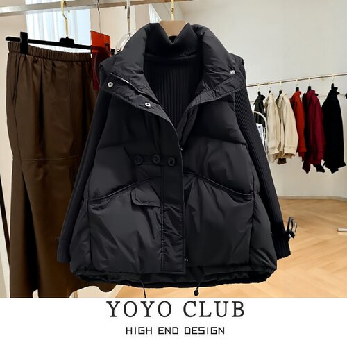 品牌折扣胖MM大码韩版高级感设计感羽绒棉服2025秋冬季宽松马夹女