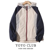 品牌折扣胖MM宽松遮肉防晒衣外套2026百搭休闲运动拼色连帽上衣女