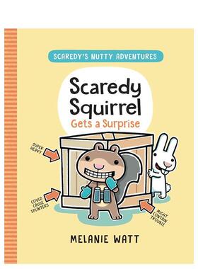 【现货】害怕的松鼠得到一个惊喜Scaredy Squirrel Gets a Surprise英文儿童绘本虚构类Melanie Watt简装Tundra Books6-9岁进口原