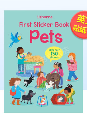 【预售】苐一本宠物贴纸书英文儿童趣味进口原版外版书平装3-6周岁First Sticker Book Petsristie Pickersgill Usborne childre