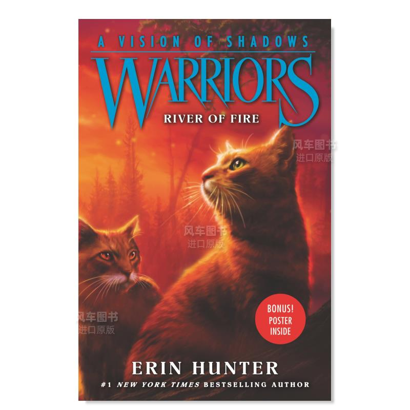 【现货】战士:阴影幻象5:火焰之河英文儿童分阶阅读进口原版书Warriors: A Vision of Shadows 5: River of Fire Hunter著Har