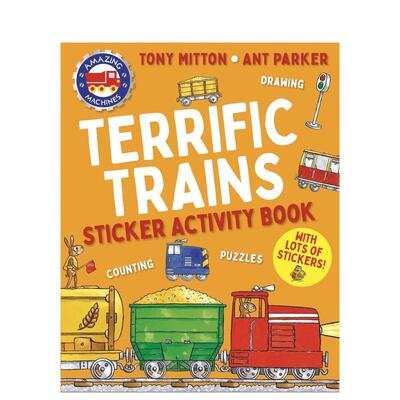 【现货】【神奇机器】奇妙火车贴纸活动本【Amazing Machines】Terrific Trains Sticker Activity Book英文儿童趣味Mitton  Tony