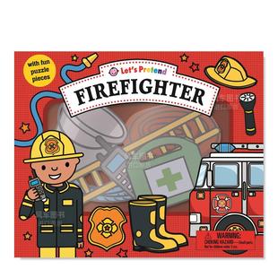 消防员英文儿童趣味进口原版 书Lets Pretend Priddy著Priddy 让我们假装 Firefighter Books出版 预售