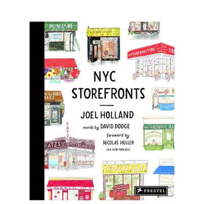 【现货】纽约橱窗超受欢迎的纽约宝藏商店插画NYC Storefronts: Illustrations 英文插画原画设定集Joel Holland精装Prestel进口原