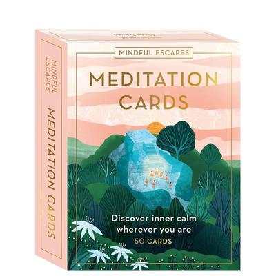 【现货】正念放松冥想Mindful Escapes Meditation Cards Discover inner calm wherever you are in 50 cards英文心灵励志卡牌Al