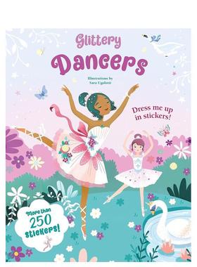 【预售】闪亮舞者贴纸书Glittery Dancers英文儿童趣味Sara Ugolotti平装White star进口原版书9788854419889