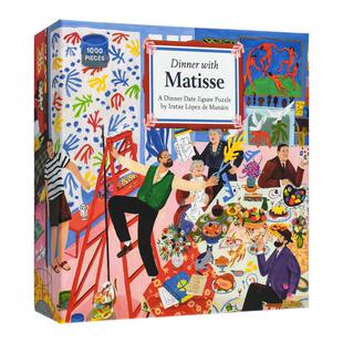【预售】与马蒂斯共进晚餐1000块拼图英文文创拼图进口原版图书【Dinner Date】Dinner with MatisseIratxe López de MunáinTh
