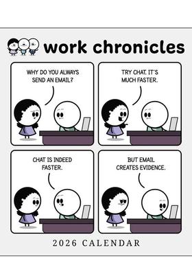 【预售】工作纪事2026年挂历Work Chronicles 2026 Wall Calendar英文文创日历挂历进口原版书BobAndrewsMcMeelPublishing9781524