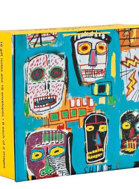 【预售】巴斯奎特迷你问候卡Jean-Michel Basquiat Mini Flip Notecards英文文创卡牌teNeues盒装teNeues进口原版书9781623256