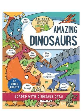 【预售】动物数据百科恐龙篇Animal Stats: Dinosaurs英文儿童绘本动物生态环保Simon Abbott精装进口原版书Wayland9781526328786