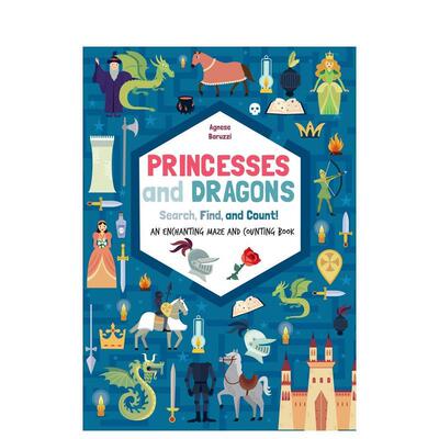 【预售】公主与龙迷宫数数书寻找发现与计数Princesses and Dragons英文儿童趣味Agnese Baruzzi平装White star进口原版书97888