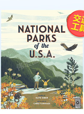 【预售】美国国家公园英文儿童绘本交通工具城市人文进口原版书精装National Parks of the USA Kate Siber著Wide Eyed Edition出