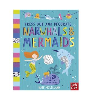 Mermaids英文儿童趣味Kate 螺旋装 火鲸和美人鱼 and Decorate Out 迷你趣玩 Press McLelland纸板书 Narwhals 预售