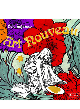 【现货】新艺术风格：绘画本英文儿童艺术启蒙进口原版书简装Art Nouveau Colouring Book Rahel Goldner著Prestel出版