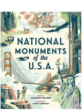 【现货】美国国家纪念碑National Monuments of the USA英文儿童绘本交通工具城市人文Cameron Walker精装Wide Eyed Editions3-6岁