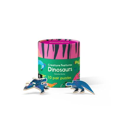 【预售】生物特辑恐龙异形拼图Creature Features Dinosaurs  A Pair Puzzle英文儿童趣味3-6岁纸板书进口原版书Natasha Durley