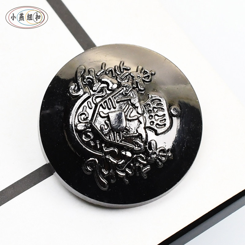 高档英伦风金属枪黑色大衣纽扣男士圆形亮光羊绒休闲西装毛衣扣子