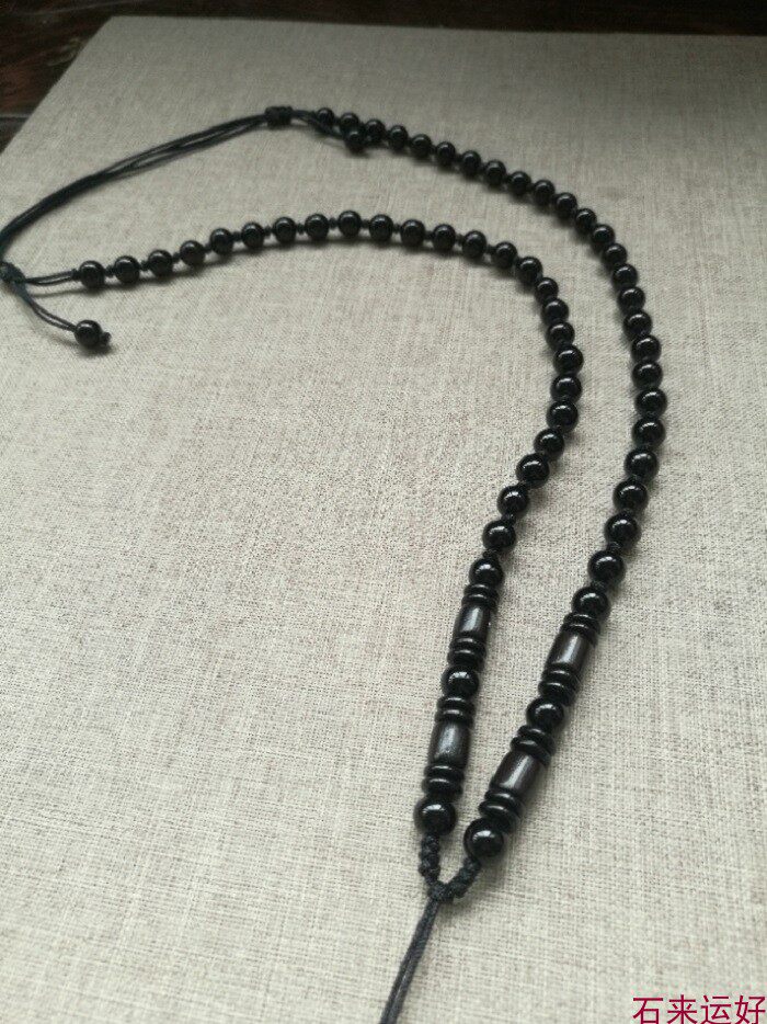 男式挂绳黑玛瑙金曜石珠链纯手工绳