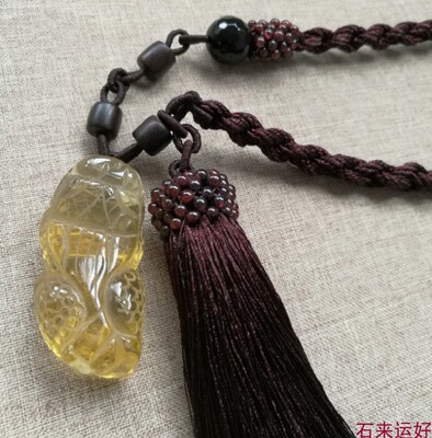 石来运好 天然黄水晶貔貅一夜暴富车挂件招财护主汽车挂饰纯手工