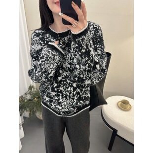 冬季女士拼色加厚圆领毛衣女款2025新款秋冬爆款内搭可外穿打底衫