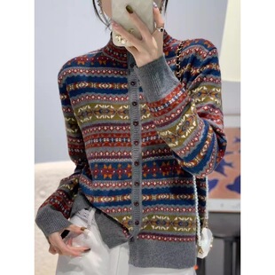 冬季女士拼色加厚圆领毛衣女款2025新款秋冬爆款内搭可外穿打底衫