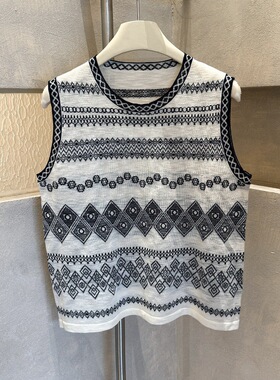 波西米亚风情针织背心女2026新款夏季时尚宽松设计感无袖上衣薄款