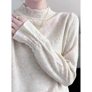 冬季女士拼色加厚圆领毛衣女款2025新款秋冬爆款内搭可外穿打底衫