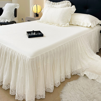 蕾丝公主床裙式单件欧式花边落地床单带裙边遮丑下摆床围裙罩床罩