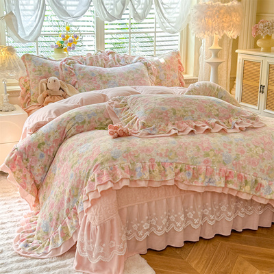 牛奶绒床盖四件套珊瑚绒加厚冬季法莱绒加绒被套床单床罩1.5m1.8