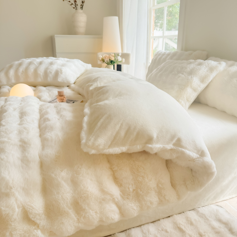 兔毛绒牛奶绒被套单件法莱珊瑚绒法兰绒被罩单个保暖加厚被单冬季