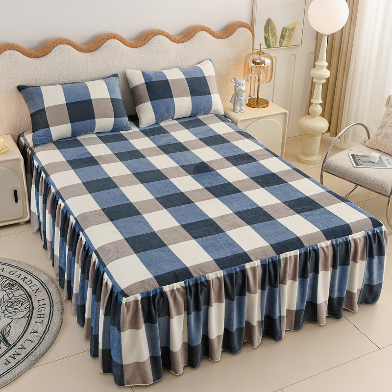 牛奶绒床裙单件珊瑚绒床罩法莱绒法兰绒加厚床盖加绒床单带裙边,床上用品,床裙,淘宝优惠券,粉丝福利购,淘宝优惠卷