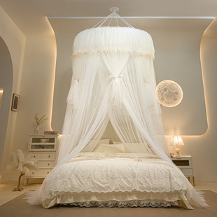 吸顶免安装 免打孔吊顶圆顶公主风加密蚊帐家用卧室2025款 床幔落地