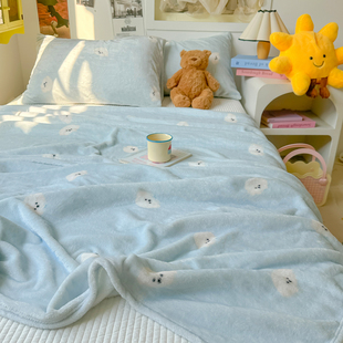 冬季牛奶绒毛毯加厚盖毯可机洗双面绒床单宿舍被单办公午睡毯保暖