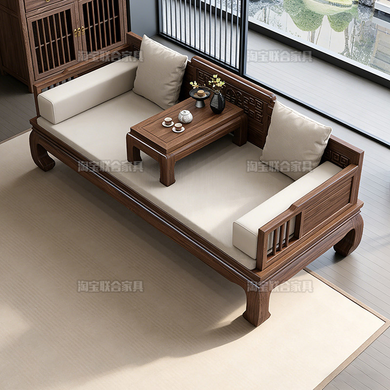 新中式乌金木实木罗汉床榻现代简约罗汉榻小户型榫卯沙发客厅家具,住宅家具,罗汉床,淘宝优惠券,粉丝福利购,淘宝优惠卷
