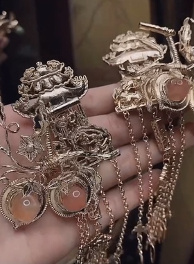 卿九家的猫原创设计【桃桃】流苏汉服国风发夹发钗