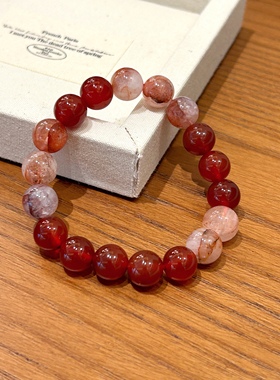 天然红胶花水晶手串玛瑙手链