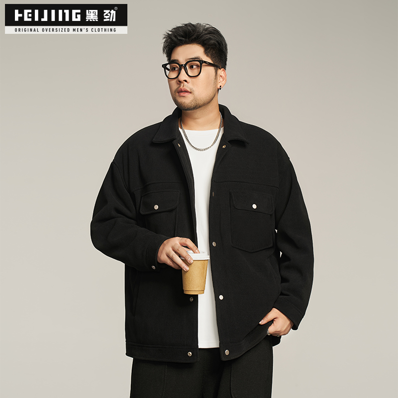 黑劲大码休闲锁温羽绒服外套