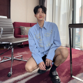 男韩系ins宽松情侣百搭衬衣 衬衫 大富2025新款 艺术感立体订珠长袖