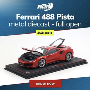 定金  BBR 1:18 法拉利 488 Pista合金全开版 ROSSO CORSA 收藏版