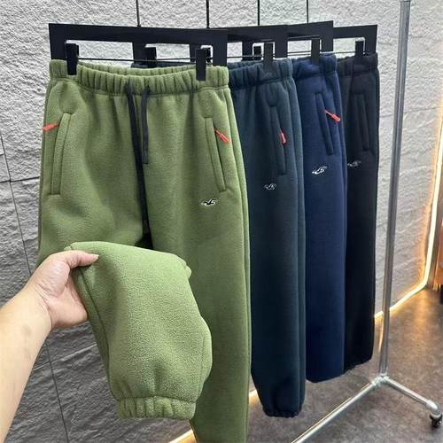 一条过冬580g加厚摇粒绒羊羔绒冬季户外保暖男士束脚卫裤休闲裤冬