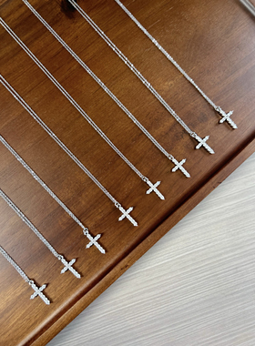 bm风同款项链满钻十字架精致细链女新款日常简约百搭饰品 BM平替