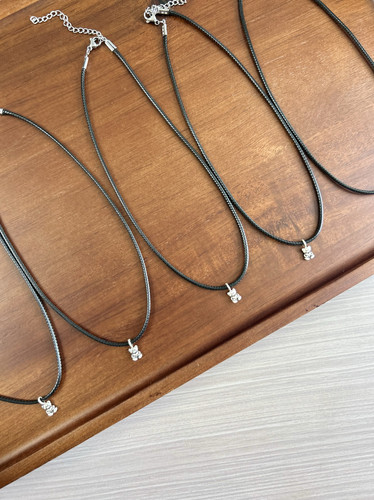 bm风项链复古小熊黑绳choker颈链叠戴夏新款女高级感锁骨链bm平替