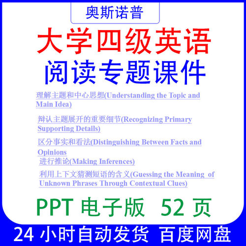 大学英语四级阅读专题课件PPT电子版52页