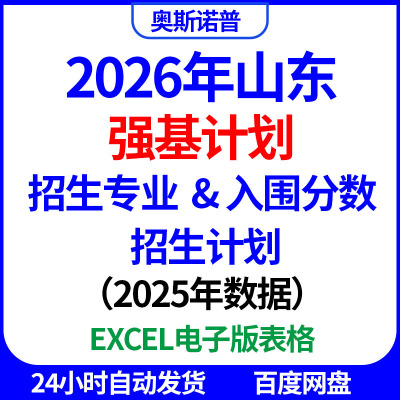 2025年山东强基计划招生专业分数人数excel电子表格