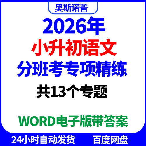 2026年小升初语文分班考专项精练共13个专题word电子版带答案