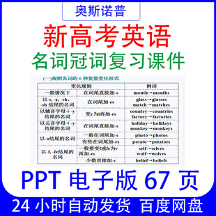新高考英语名词冠词复习课件PPT电子版67页